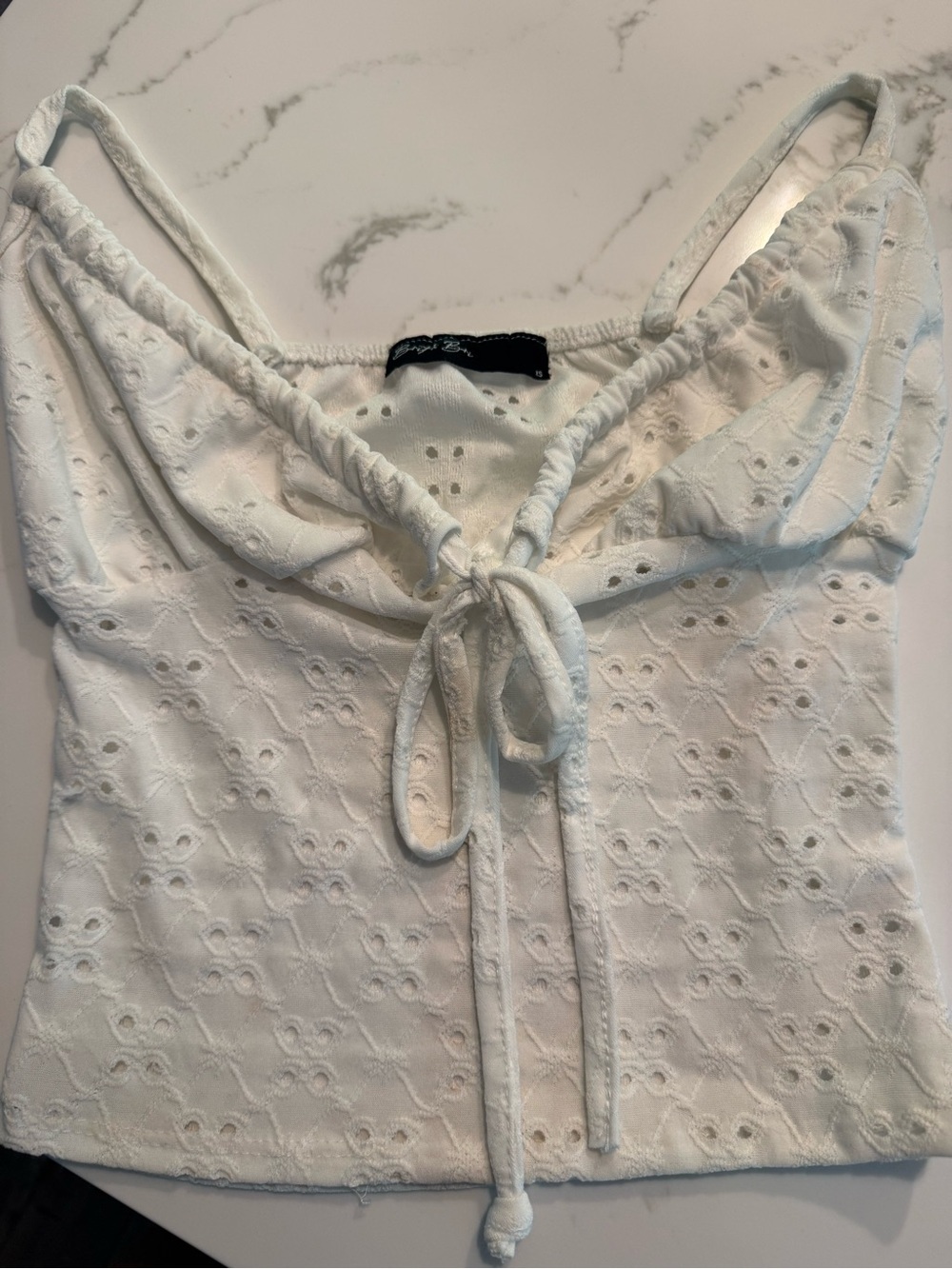 White Eyelet Lace Spaghetti-Strap Tank Top